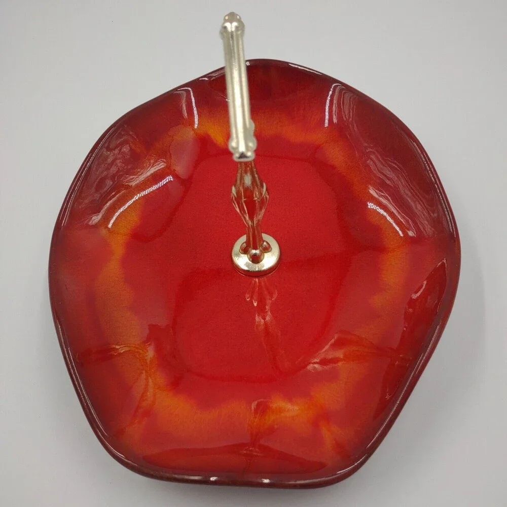 Blue Mountain Pottery Red & Orange Tidbit Tray Canada Redware